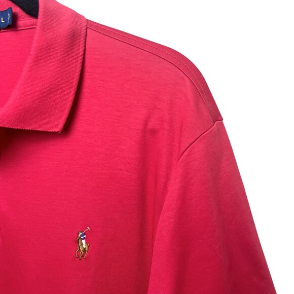 Polo Ralph Lauren Berry Red Short Sleeve Pima Soft Touch Cotton Polo Shirt - Picture 5 of 9